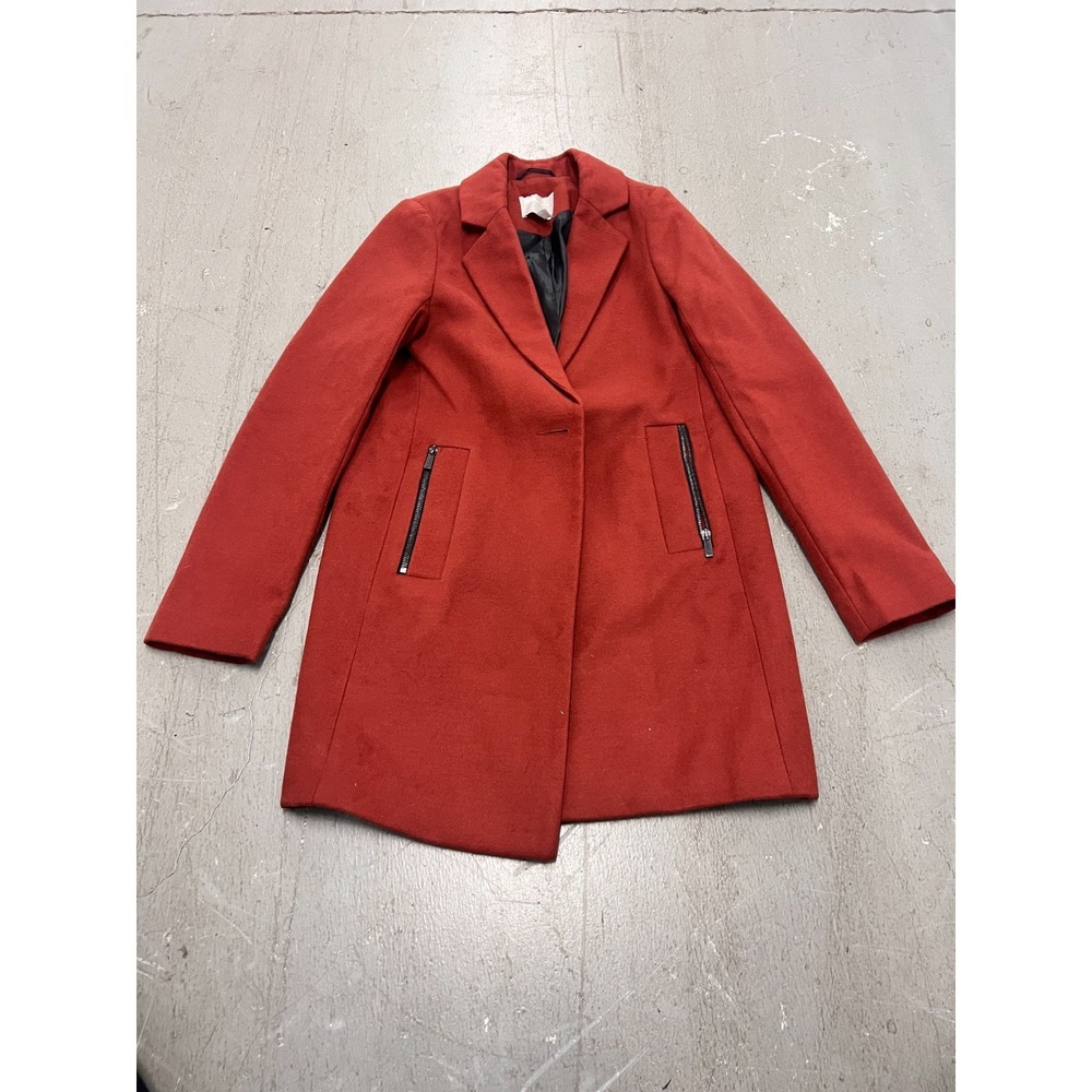 ASOS Rust Coat Women's Orange Zip Pockets Single-Breasted Overcoat Classic - 2
